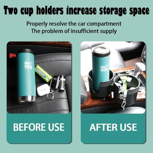 Dual Car Cup Holder Expander with Adjustable Base