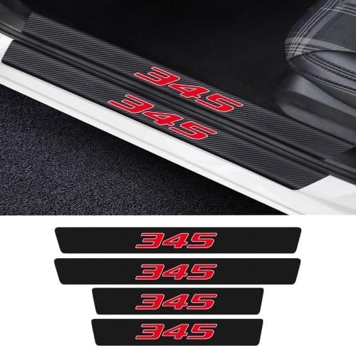 4 Pieces/Set, Compatible for Dodge Charger Challenger Chrys 300c Door Sill Plate Protectors, Carbon Fiber Vinyl Car Door Sill Decorative Scuff Plate