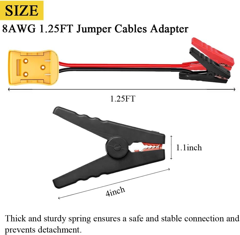 Jumper Cables Adapter Compatible with De.Walt 20V Batteries 1.25FT