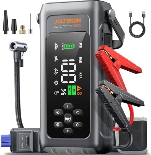 Car Battery Jump Starter with Air Compressor 4500A 150PSI, Car Jumper Starter Portable (9L Gas/8L Diesel), Jump Box Car Battery with Auto-Shutoff Tire Inflator, Jumper Cables and Light