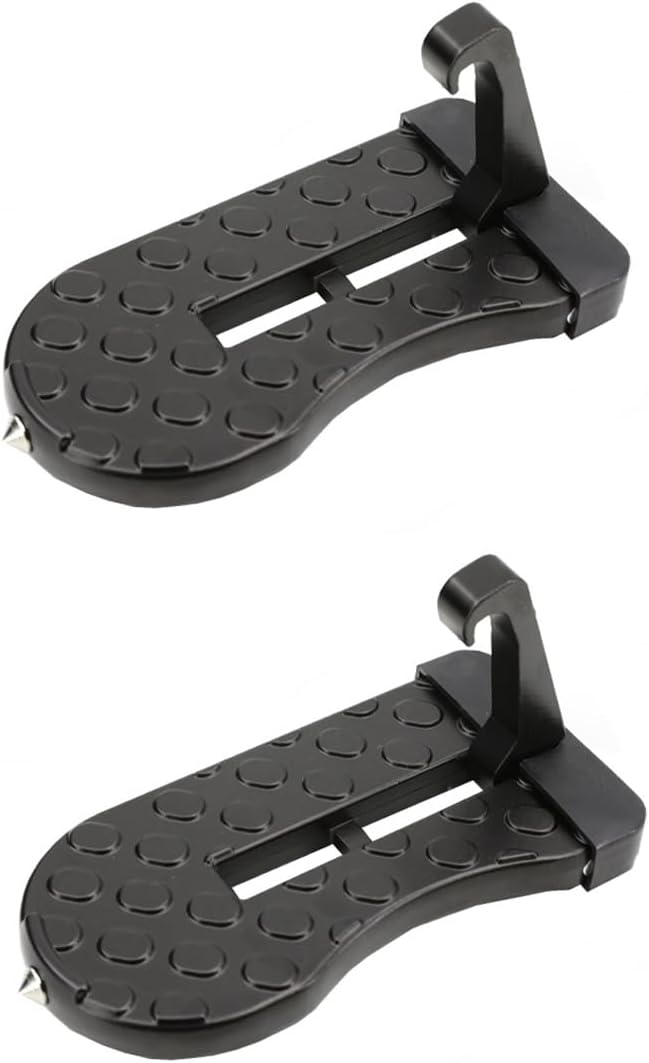 2 Pack Car Door Step, Folding Aluminum Alloy Step with Window-Breaking Hammer & Escape Tool, Universal Fit Roof Rack Access for Most Cars/SUVs/Trucks, Max Load 400 lbs