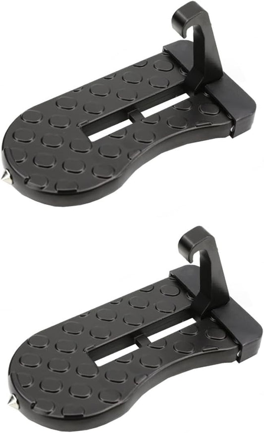 2 Pack Car Door Step, Folding Aluminum Alloy Step with Window-Breaking Hammer & Escape Tool, Universal Fit Roof Rack Access for Most Cars/SUVs/Trucks, Max Load 400 lbs