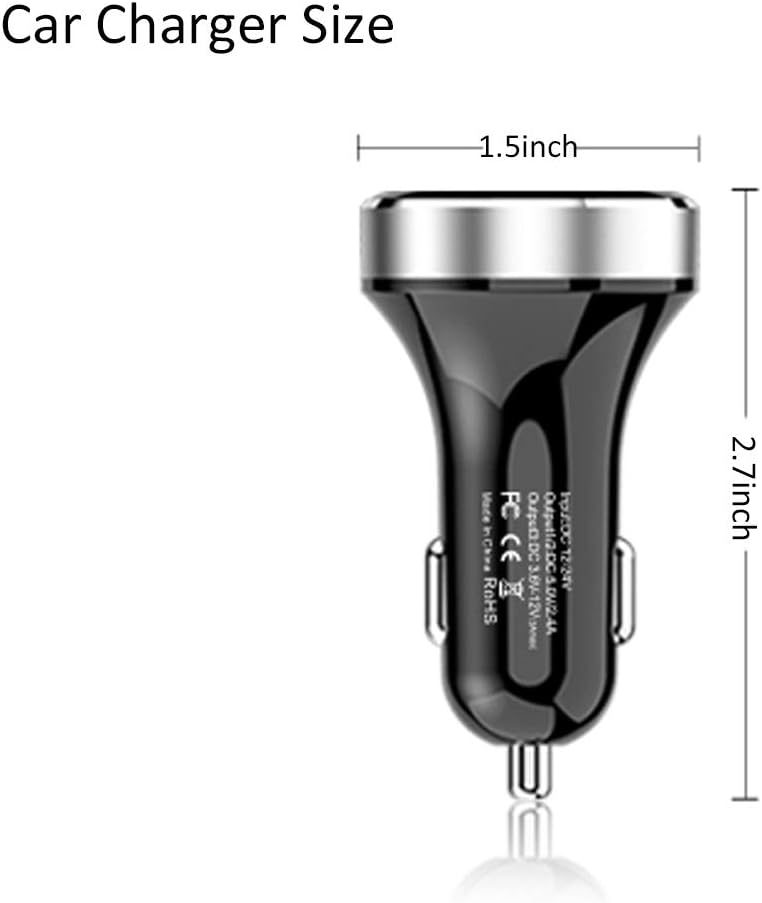 LIHAN 3 USB Car Charger,12V/24V Voltage Meter, Silver
