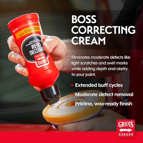 Griot's Garage BOSS Correcting Cream for Car Polishing and Detailing, Swirl, Scratch Remover for Vehicles, 16oz