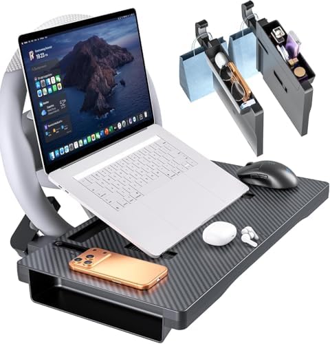 Steering Wheel Tray, 2-in-1 Car Desk with Dual Seat Organizers ﻿