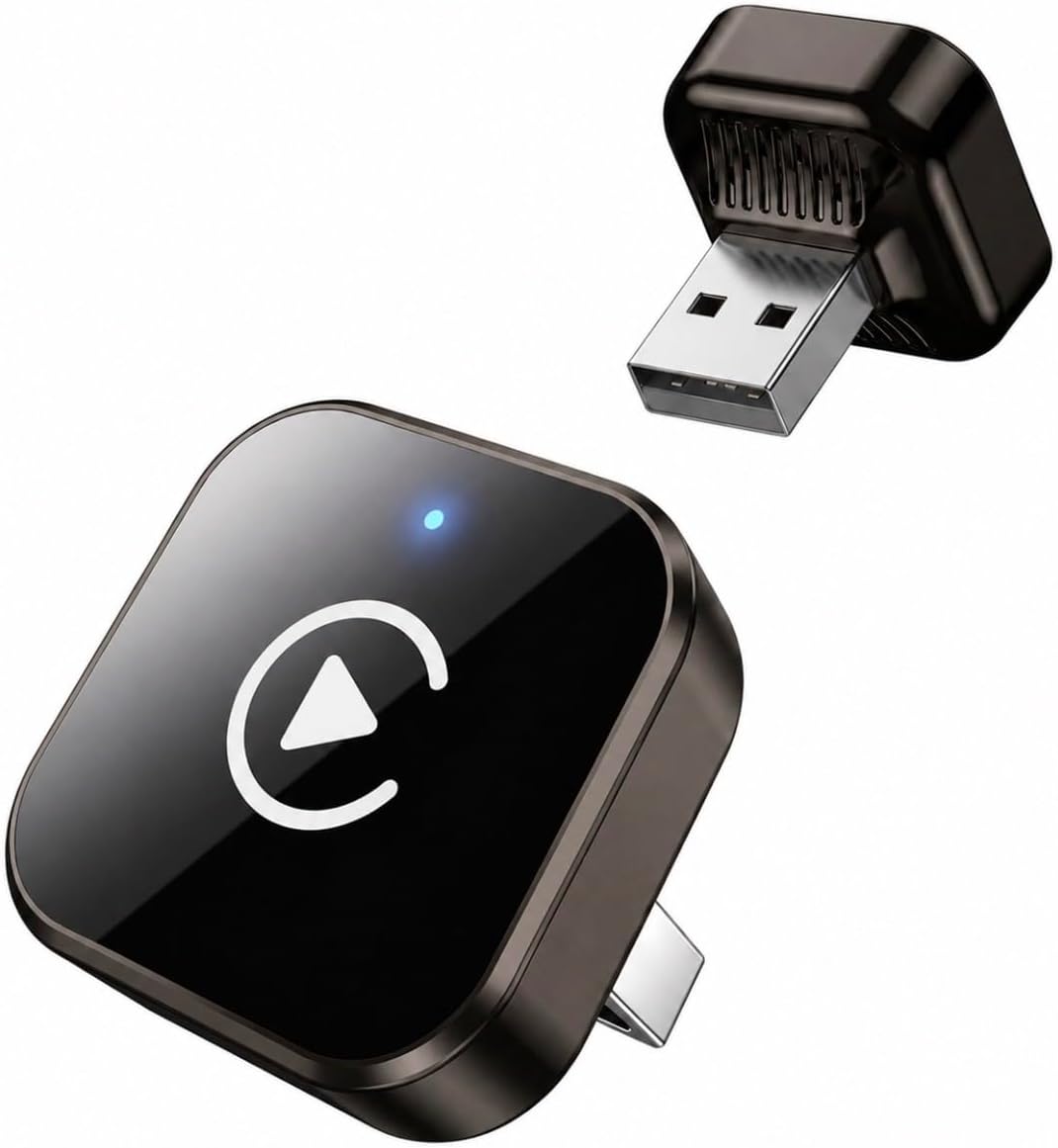 Wireless CarPlay & Android Auto Adapter, 2026 Plug & Play 2-in-1 USB/USB-C Car Dongle, Fast Bluetooth 5.4 & 5GHz WiFi Auto-Connect Wireless Converter for iPhone & Android (Dark Black)