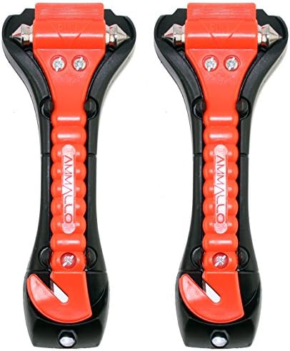2 Pack Car Safety Hammer with Carbide Tip - Emergency Vehicle Escape Tool - Seat Belt Cutter - Window Punch - Auto Glass Breaker - Rescue Survival Kit