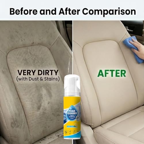 4-in-1 Multi Enzyme Foam Cleaner, All Purpose Cleaning Foam Spray for Car Interior, Upholstery, Kitchen Grease &amp; Bathroom Surfaces, Multi Surface Cleaner for Fabric, Vinyl, Plastic and Leather (2)