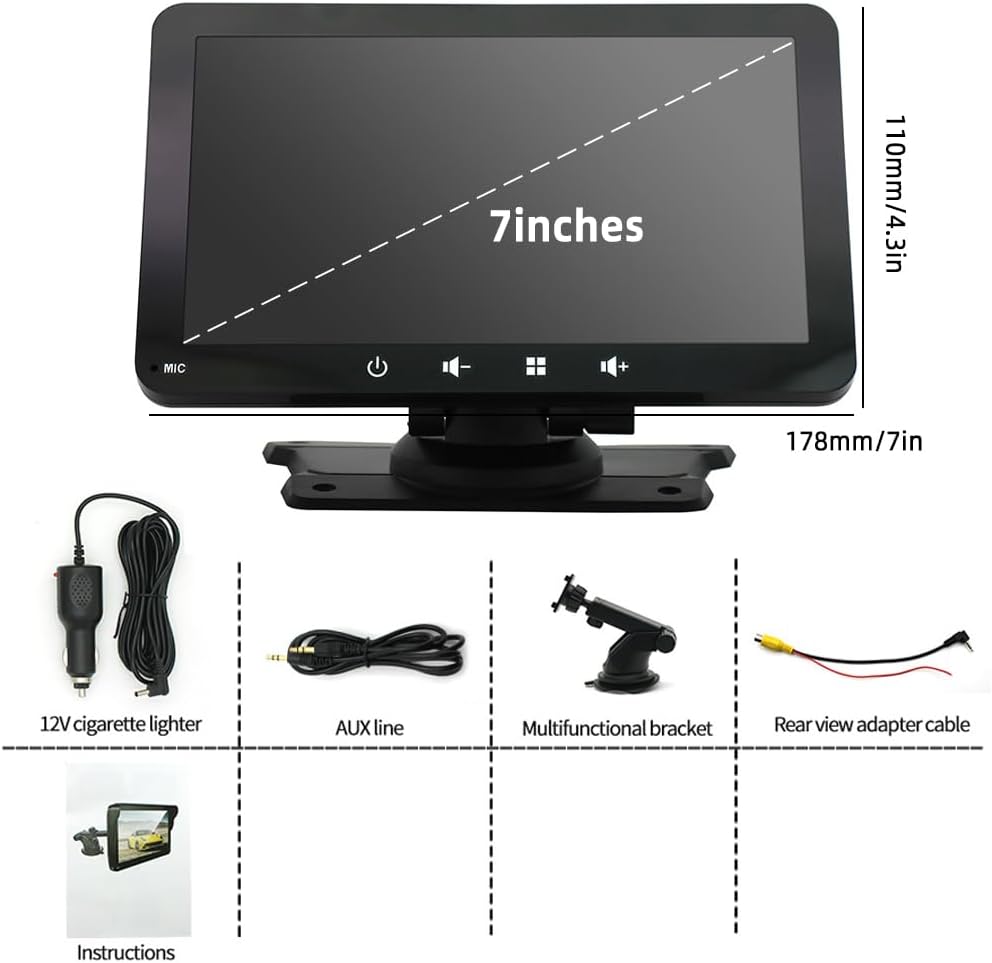 Eaglerich Portable Wireless Carplay & Android Auto Screen for Car, 7" HD Touch Car Stereo with Mirror Link, Bluetooth 5.0, FM Transmitter, AUX, USB/TF Card, Fits Most Vehicles