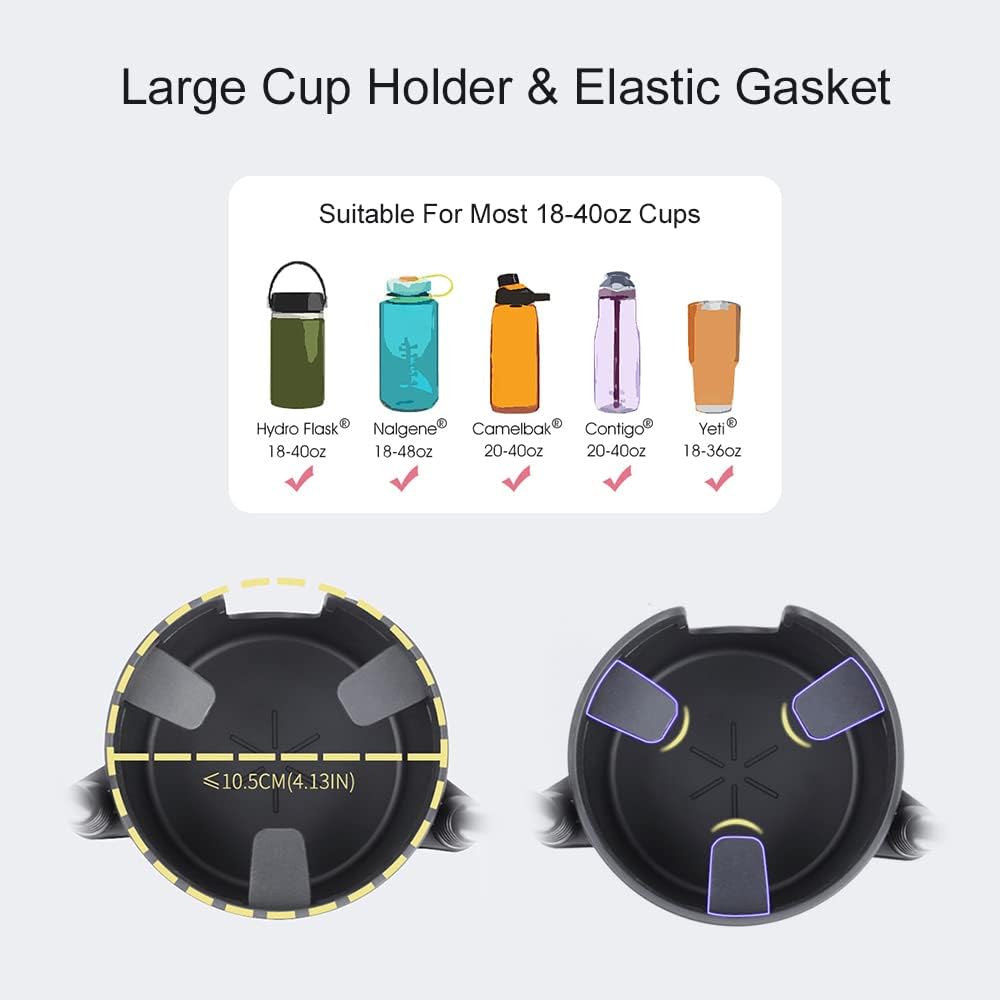 JINKEY Dual Cup Holder Phone Mount for Car，2-in-1 Adjustable Gooseneck Cradle with 360° Rotation Heavy Duty Universal Automobile Stand for Most 4"-6.7" i-Phone Mobile-Phone Holder