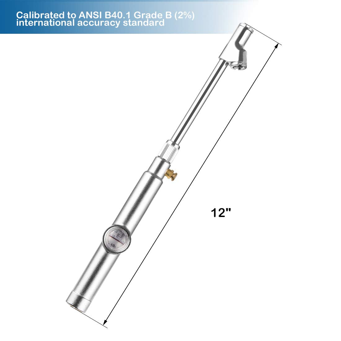 CZC AUTO Tire Pressure Gauge, Straight on Foot Dual Head, 10-120PSI