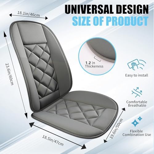 Car Seat Cushion with Back Support Pillow, Car Seat Cushion for Long Driving, Breathable Car Seat Protector, 1.2'' Thick Memory Foam Design for Pain Relief, Seat Pad for Car SUV Truck (Grey)