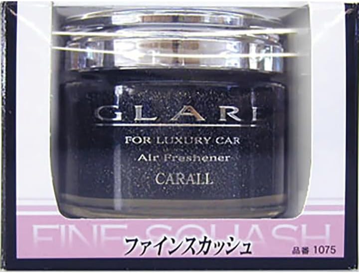 CARALL GLARE BLACK Premium Car Air Freshener, FINE SQUASH - Spill-Proof Japanese Gel Scent System - Long Lasting Odor Eliminator for Luxury Interiors, Modern EVs & Sedans - Made in Japan