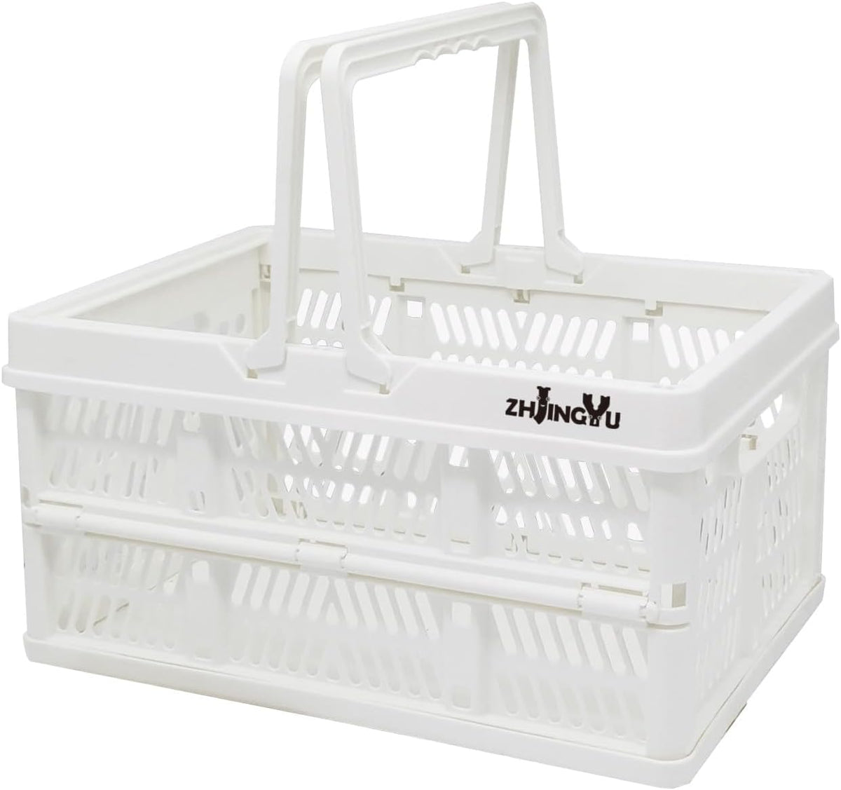 ZHJINGYU crates for storage,plastic baskets for organizing,collapsible shopping basket,foldable crate with Handles,collapsible storage crate,car basket,for Kitchen,Bathroom,Medicine (White, S)