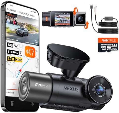 【Bundle: Vantrue N2X Front Inside Dash Cam + Hardwire Kit+ Vantrue 256GB SD Card】 Dual Dashcam, Infrared Cabin Camera, STARVIS 2, GPS, WiFi Dash Cam
