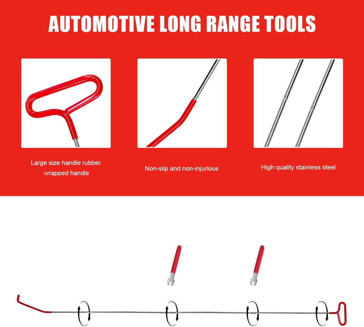 Car Lockout Kit, 67" Long Reach Tool Automotive Professional Emergency Tool Kit, Multi-Function Pull Hook Vehicle Disassembly & Repair Tool Set for Cars Trucks, Car Accessories