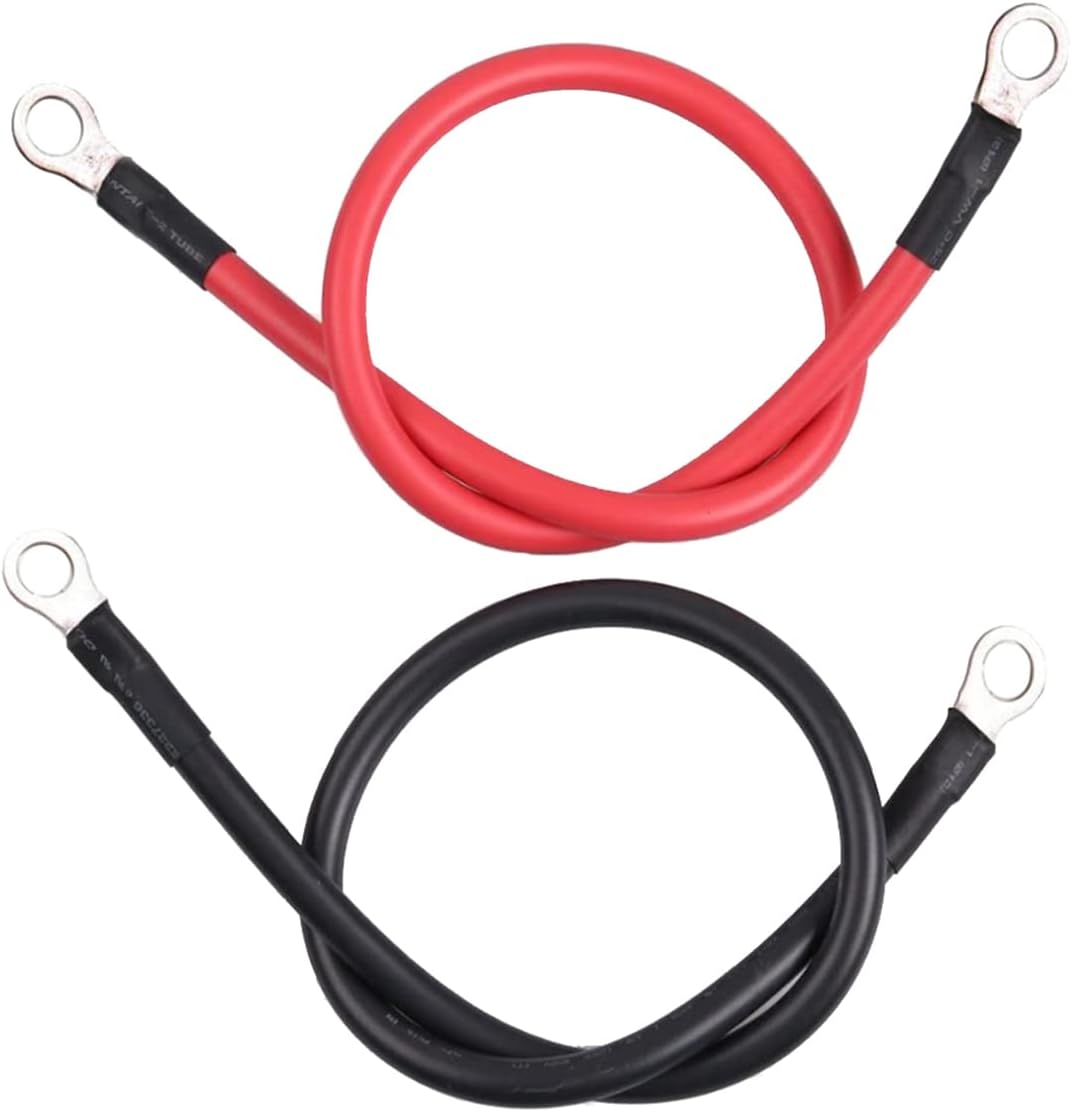 Battery Cables Set 4AWG 3.3 FT, 40-Inch Power cord Battery inverter jumper cables 40in with 3/8" Lugs Terminals (1 Positive & 1 Negtive) for Car Marine Solar ATV Lawn Mower RV Motorcycle