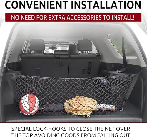 Envelope Style Automotive Elastic Trunk Mesh Cargo Net for Toyota 4Runner 3 Row Model Only 2010-2026 - Premium Trunk Organizer and Storage - Luggage Net for SUV - Best Car Organizer
