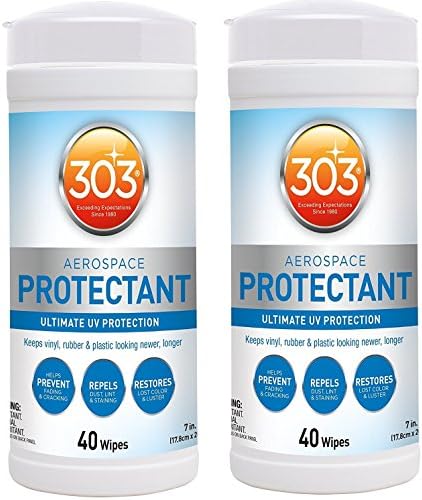 303 (30321) UV Protectant Wipes for Vinyl, Plastic, Rubber, Fiberglass, Leather & More Dust and Dirt Repellant - Non-Toxic, Matte Finish, 80 Towelettes, 2PK