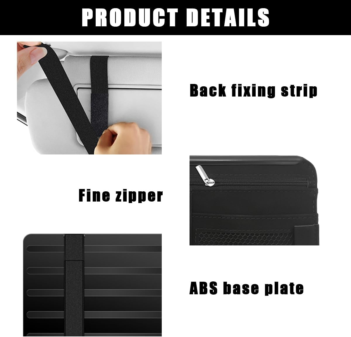 Yourkar Car Sun Visor Organizer, Soft Leather Surface Eyeglasses Note Card Holder Car Storage Bag, Scratch-Resistant Waterproof Auto Sunshade Organizer Bag, Car Accessories (Black)