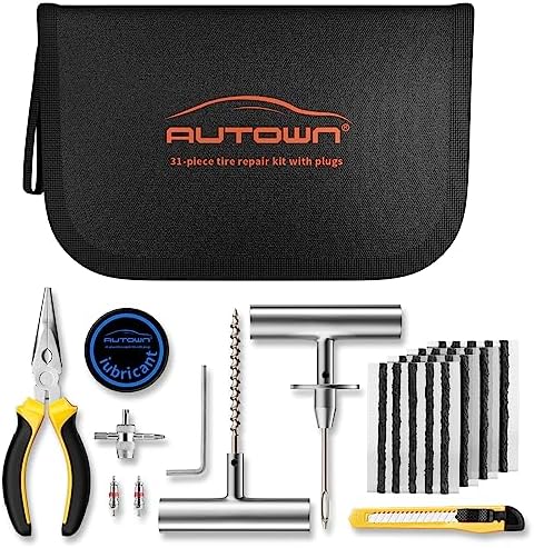 AUTOWN Flat Tire Repair Kit with Plugs 31pcs, Professional Tire Plug Kit