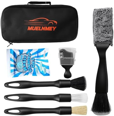 7PCS Car Detailing Brush Set, Soft Boar Hair Brush, Car Interior Detail Brush, Fiber Brush, Car Dust Removal Brush, Car Cleaning Gel, Cleaning Tool Set Suitable for Trucks, Cars, RVs, SUVs