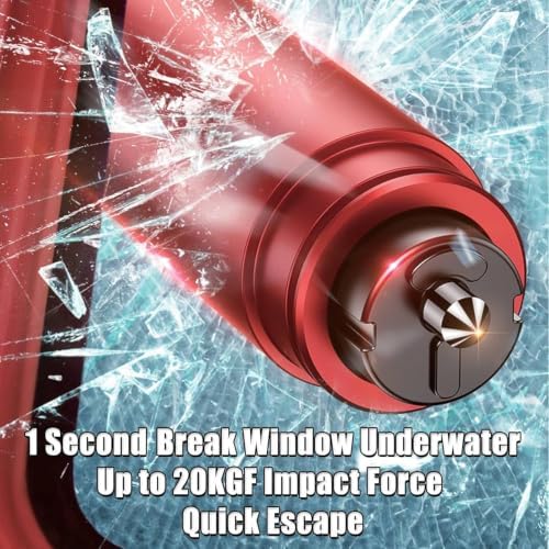 4 Pack Car Window Breaker and Seatbelt Cutter, Red