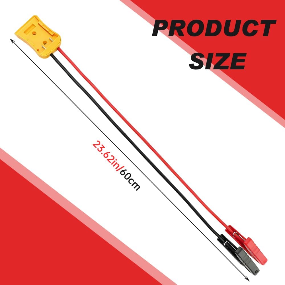 Jumper Cables with Adapter Compatible for Dewal-t 20V Battery, 2FT 8-AWG Heavy-Duty Jumper Cables, Automotive Booster Cables Vehicle Jump Starter for Cars, SUVs, Motorcycles(COLOR:Red)