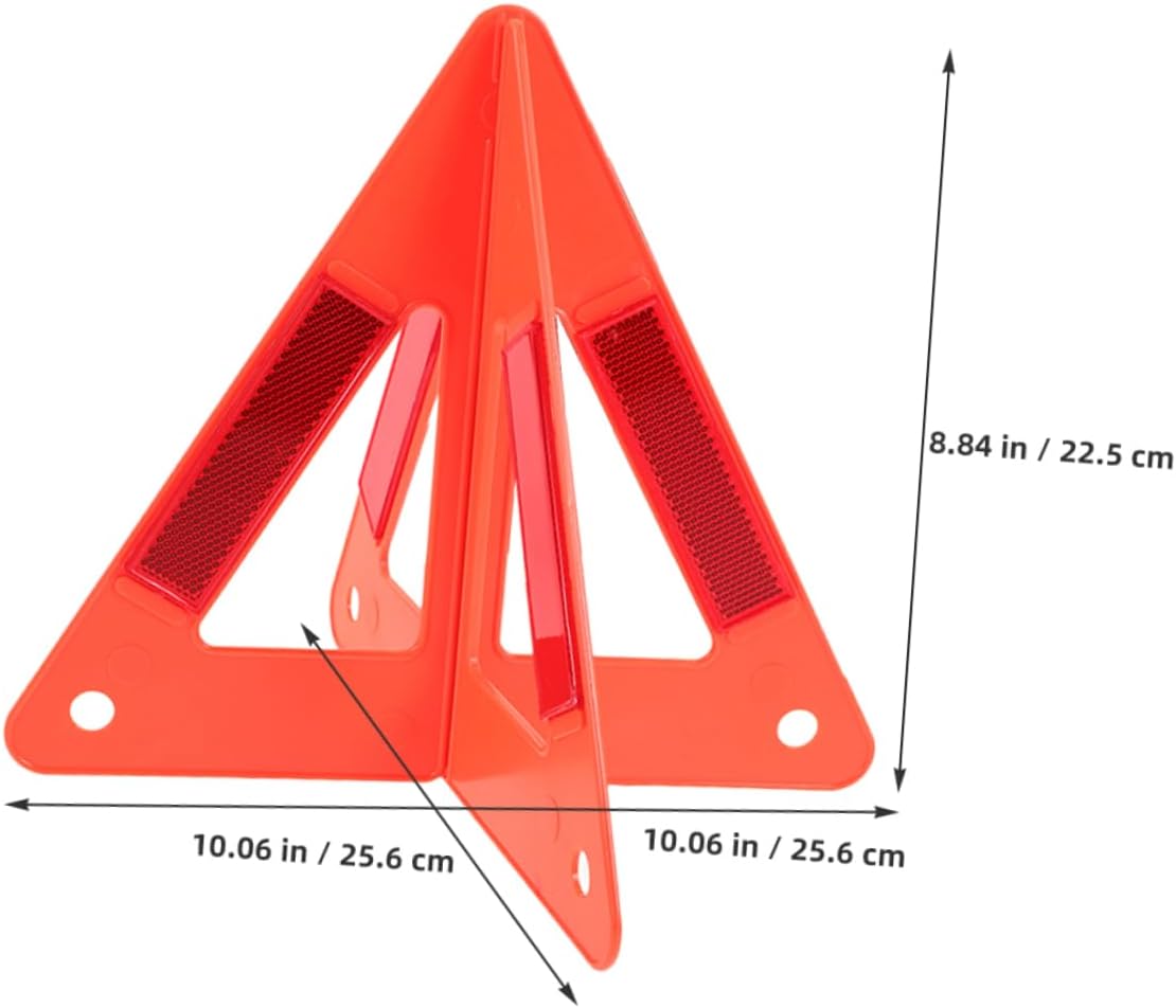 GANAZONO 5pcs Triangle Warning Signs Plastic Reflective Roadside Auto