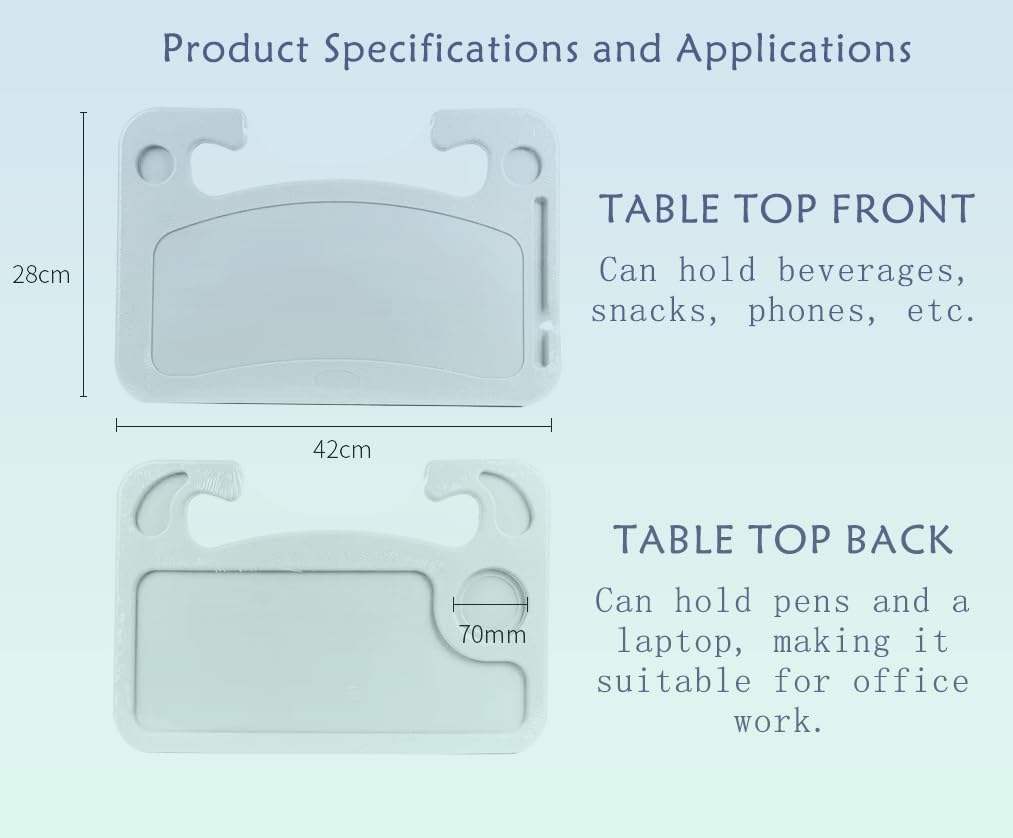 Car Steering Wheel Desk,Steering Wheel Tray, Lightweight Food Drink Table for Car, Hook on Car Steer Wheel Table Tray Fit for Most Vehicles (Grey)