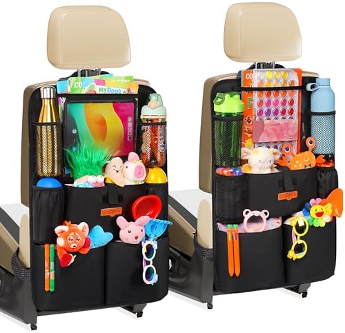 SURDOCA Car Organizers and Storage, Upgraded Car Seat Organizer with 11-inch Touch Screen Tablet Holder, Backseat Car Organizer with 8 Pockets, Car Seat Protector Road Trip Essentials for Kids
