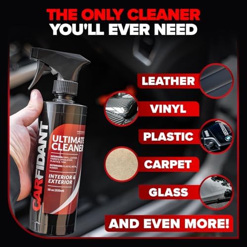 Carfidant Ultimate Cleaner Automotive Interior Cleaner All Purpose Cleaner for Car Carpet Upholstery - 18 fl. Oz. with Microfiber Towel and Gallon
