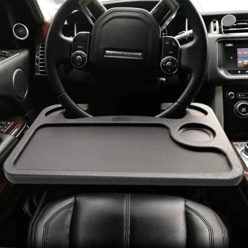 Steering Wheel Desk, Auto Car Steering Wheel Tray for Laptop, Food, Drink, Black ABS Material