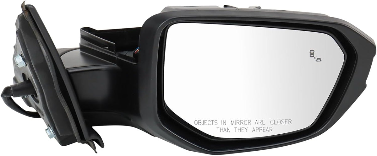 TRQ Passenger Side Power Heated Mirror Smooth Black Paint to Match