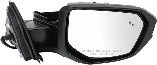 TRQ Passenger Side Power Heated Mirror Smooth Black Paint to Match