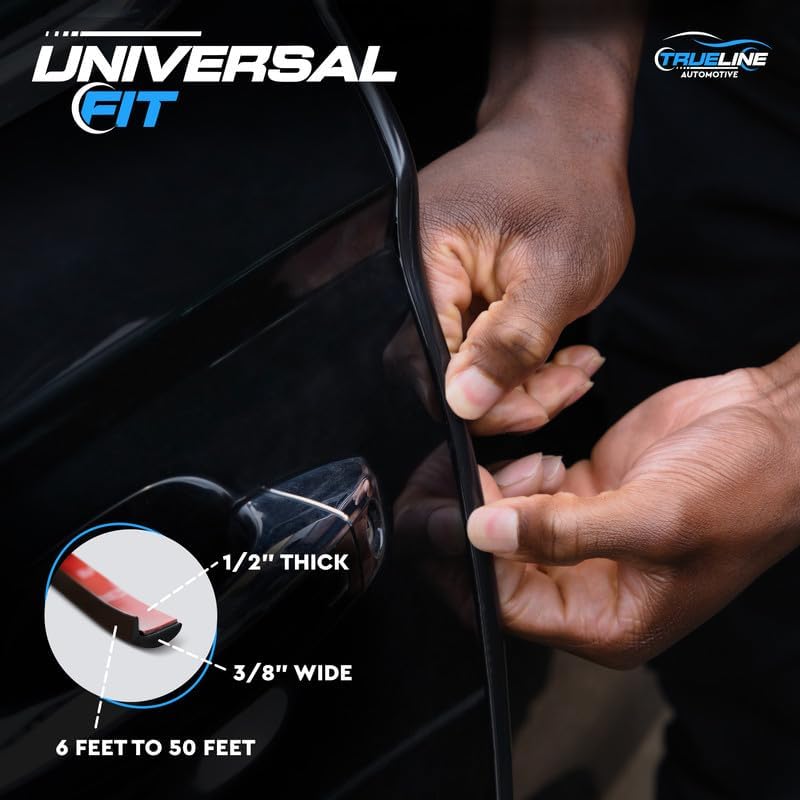True Line Automotive L Shaped Car Door Edge Guards - 6 FT Car Door Edge Protector - Ultra-Durable Door Edge Guard with 3M Adhesive, Universal Fitting, Scratch Protection for Car Doors, Lightweight
