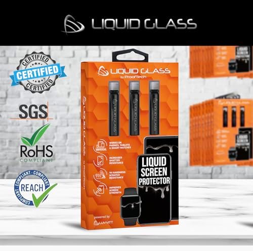 ProofTech Liquid Glass Screen Protector for Up to 12 Devices Universal Fit for All Smartphones Tablets and Watches Scratch and Shatter Resistant Wipe On Nano Protection - 3 Bottles