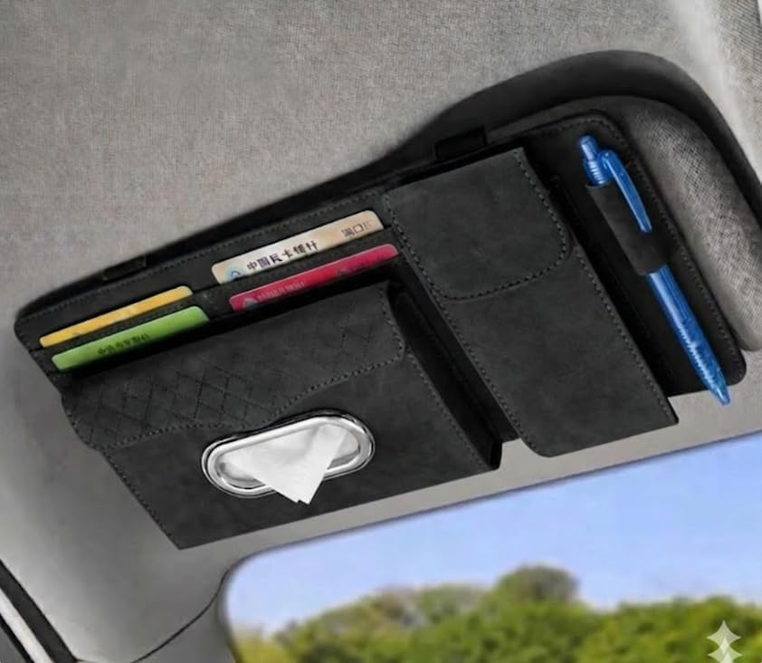 Multifunctional Car Visor Organizer (Suede leather - Black)