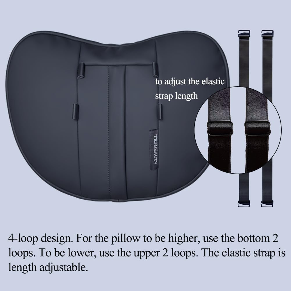 TANOLA TESBEAUTY Headrest Pillow 2 Packs for Tesla Neck Pillow Uniquely Designed for Tesla Model Y/3/S/X Cyber Truck, Tesla Car Neck Pillow Support Cushion for People Under 5'7" Black Leather