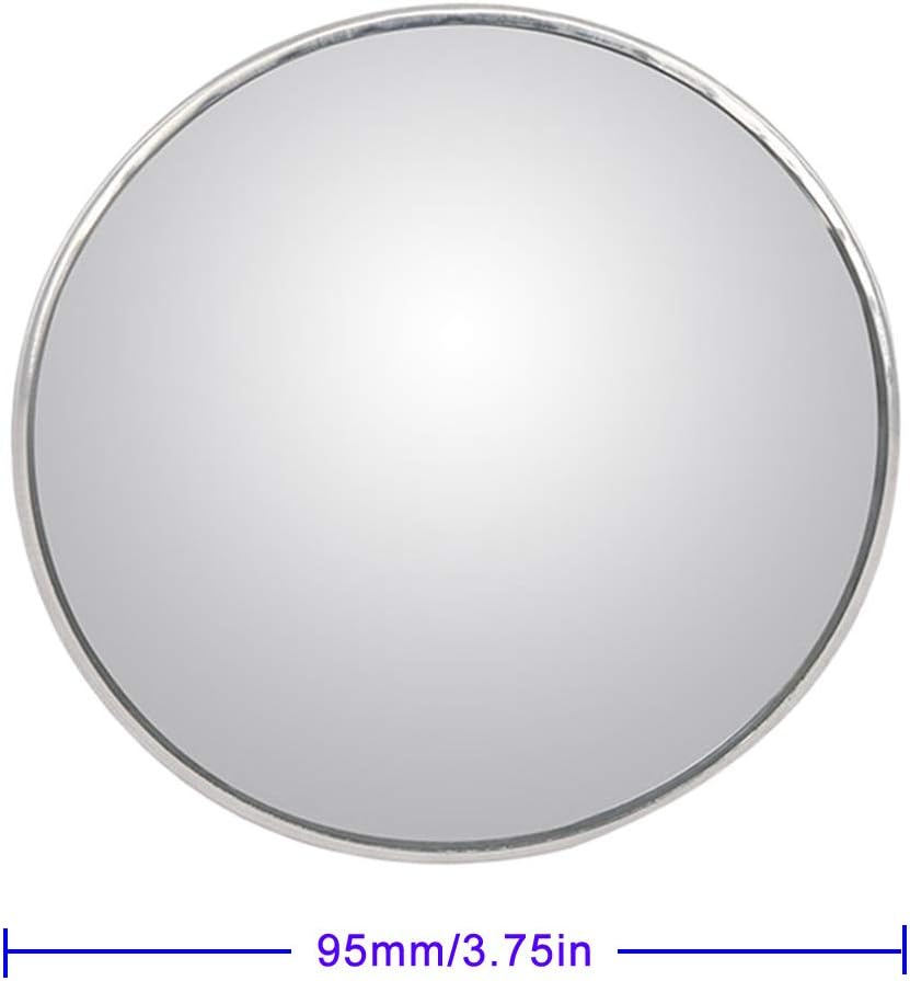 2PCS Large Stick-on Convex Blind Spot Mirror, 3.75" HD Glass Big Round Convex Rear View Mirror, Strong Adhesive for Car, Van, SUV and Trucks (3-3/4"(95mm), Frameless)