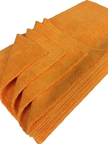 Detailer's Preference Premium Edgeless Microfiber Towels, 350 GSM, Ultra Soft, Lint-Free, Streak-Free, Scratch-Free, Highly Absorbent, for Auto, Home, and Detailing,16x16, 12-Pack, Orange