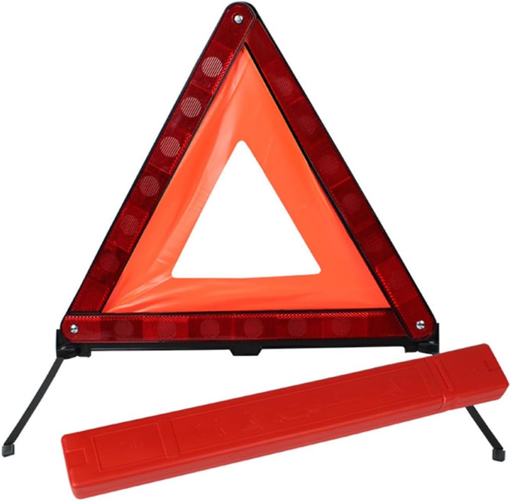 Red Plastic Triangle Warning Sign for Roadside Emergency Car Safety