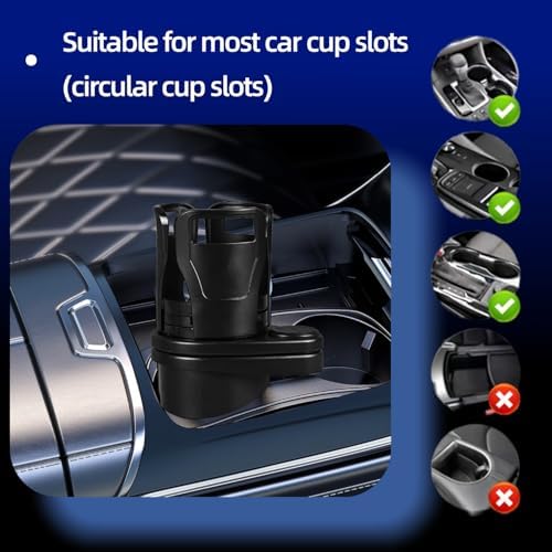 Car Cup Holder Expander, Black, 7.32 x 3.35 Inch
