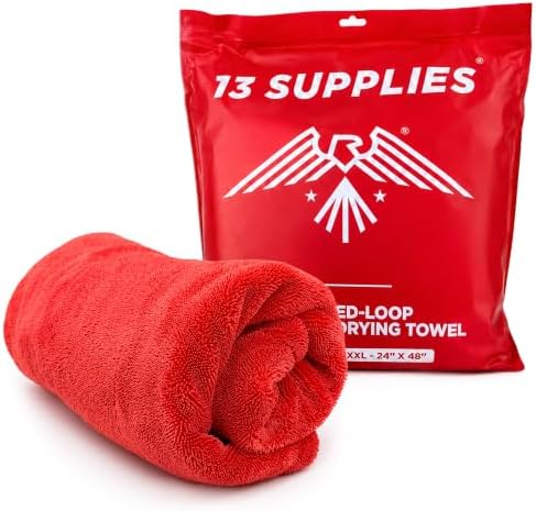 Extra Large Microfiber Car Drying Towel, Twisted Loop, 48x24, 1400GSM