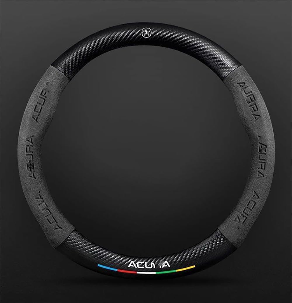 Car Steering Wheel Cover Compatible with-Acura All Models Nappa Leather&Carbon Style Car Steering Wheel Protector