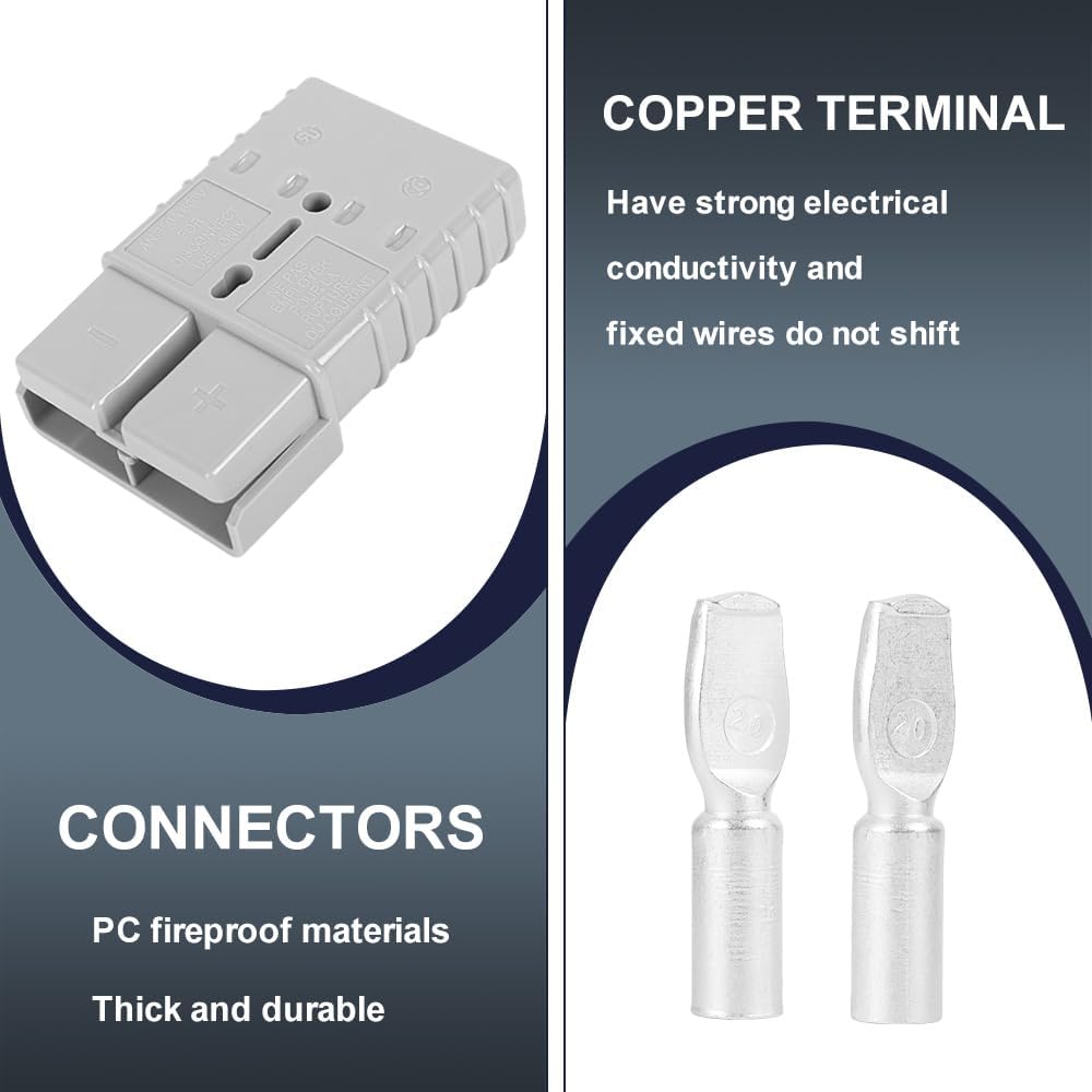 kit 175 Amp Quick Disconnect Connector Plug for Jumper Cable in Traction System Recovery Winch (6PCS 1/0 AWG)