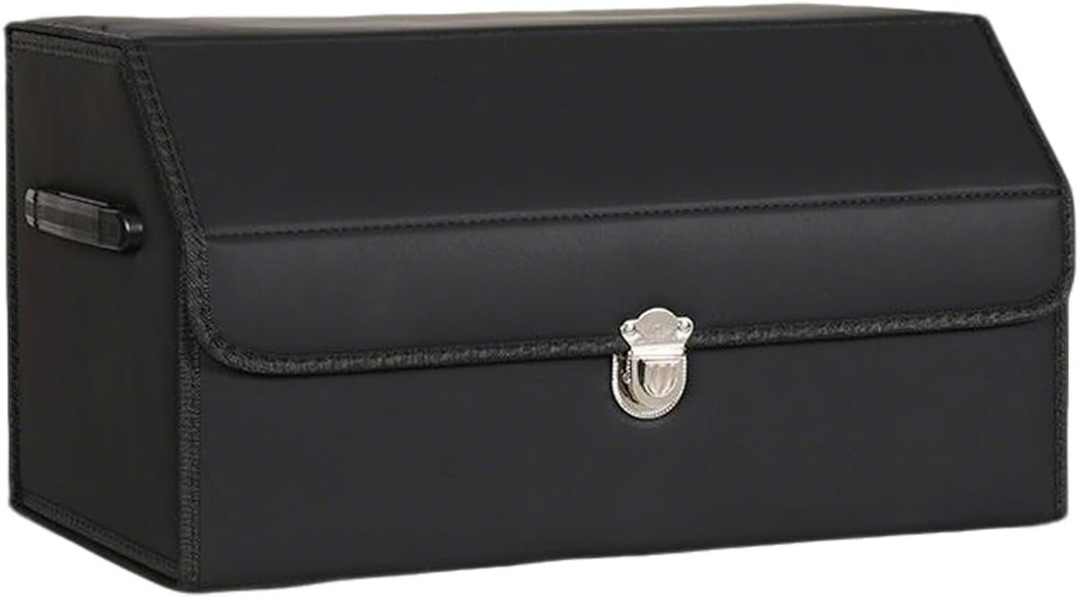 Car Trunk Organizer Leather Storage Box with Lid for Trunk SUV Sedan