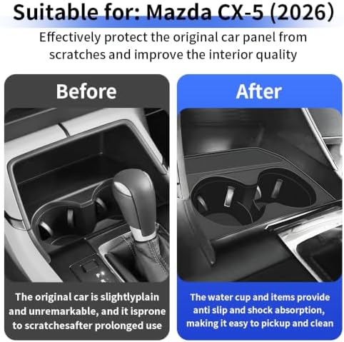Car Cup Holder Insert for Mazda CX5 CX-5 2026 Auto Interior Accessories Center Console Organizer Water Bottle Cupholder Storage Coasters Station TPE Silicone Accessory
