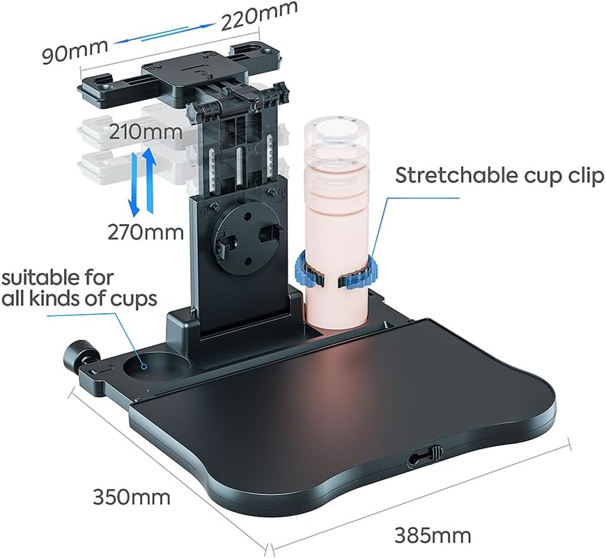 Car Seat Tray, Car Back Seat Tray Table for Kids, Foldable Travel Tray for Rear Passenger Seat, Car Food Trays for Eating, Car Desk for Laptop Working on the Road with Non-Slip Mat
