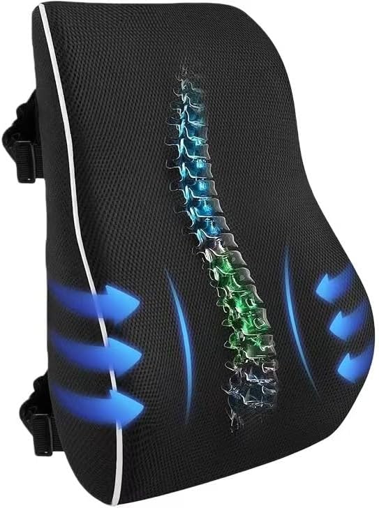 Ergonomic Lumbar Support Pillow – Memory Foam for Lower Back Pain Relief,Lumbar Support Pillow for Office Chair, Office Home Essentials,Gifts for Mom,Dad, Back Support Pillow for Car, Chair